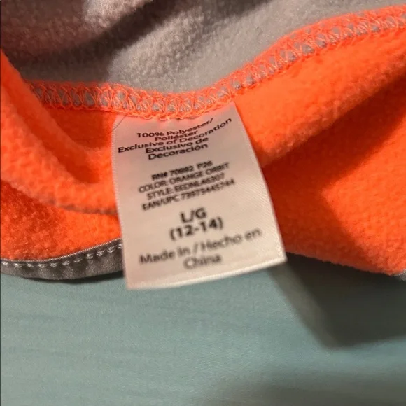 Danskin Now Vibrant Orange Hoodie with Gray Trim Large. 12/14 some wear - Picture 13 of 14